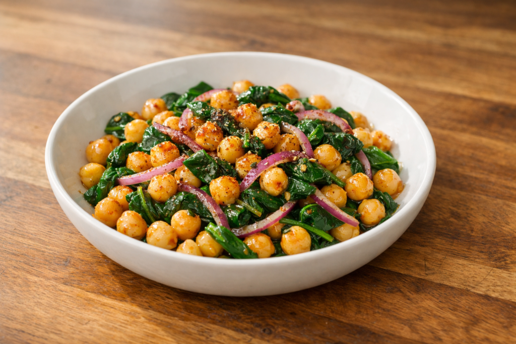 10-minute chickpea skillet with spinach