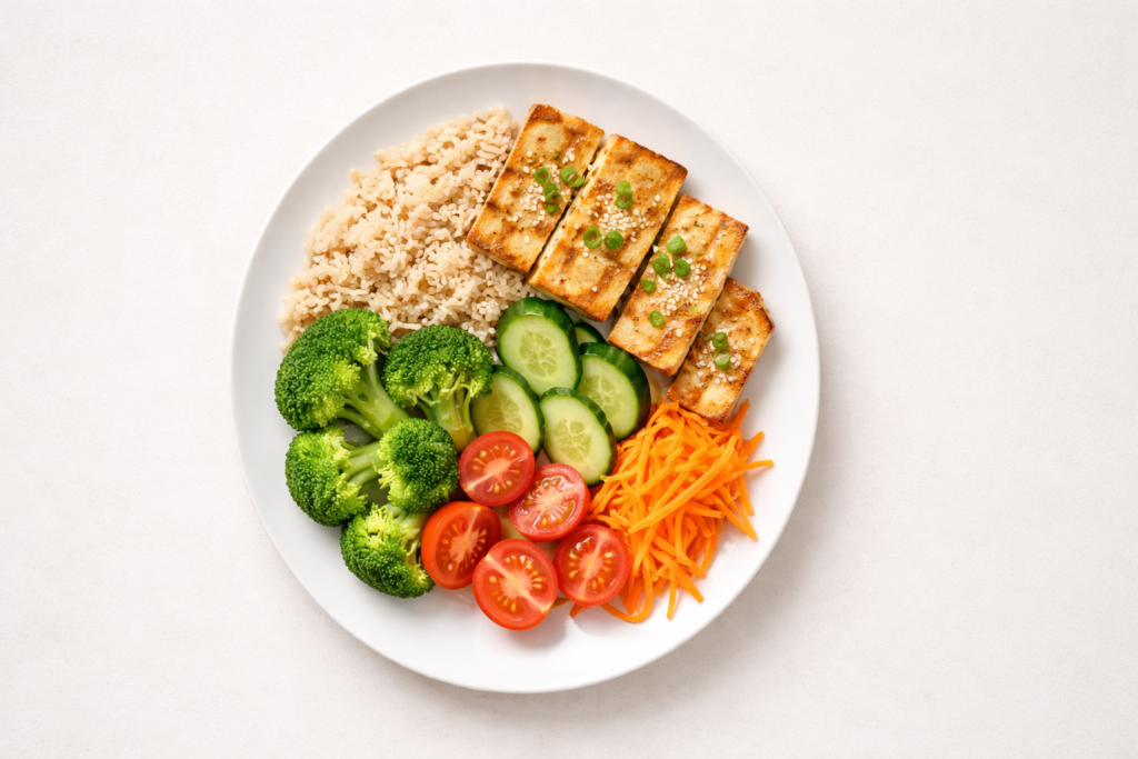 Carbs per meal example plate with balanced portions