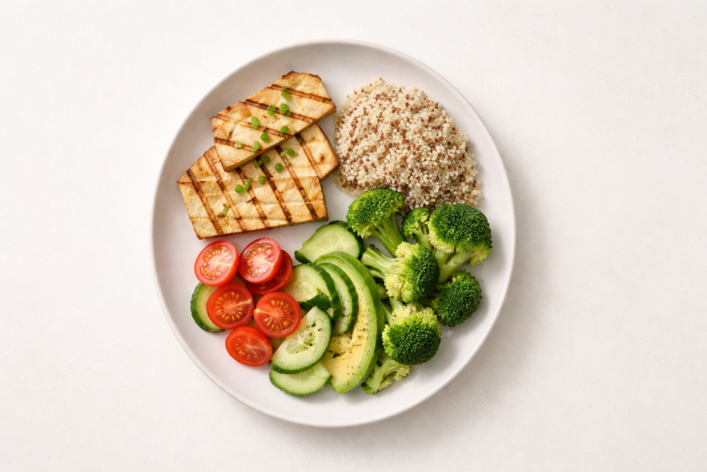 Protein per meal example plate with simple portions
