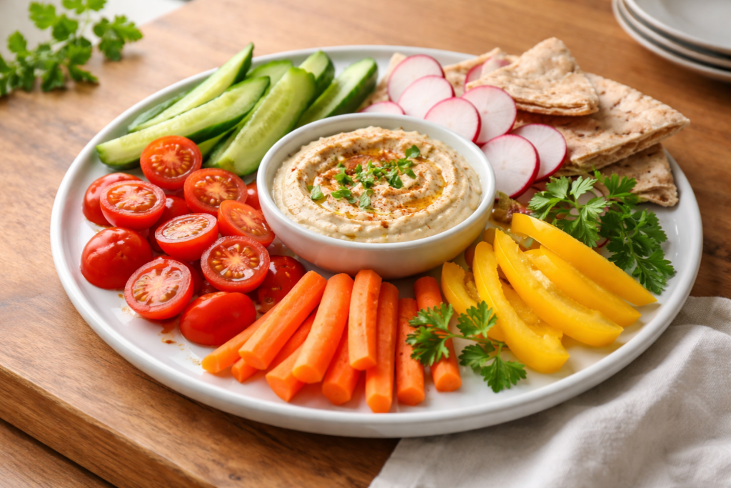 fresh quick lunch with vegetables and simple components